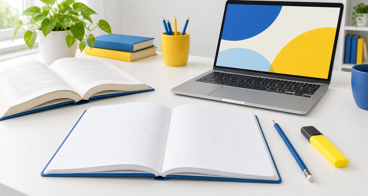 Cărți, caiet și laptop pentru învățare